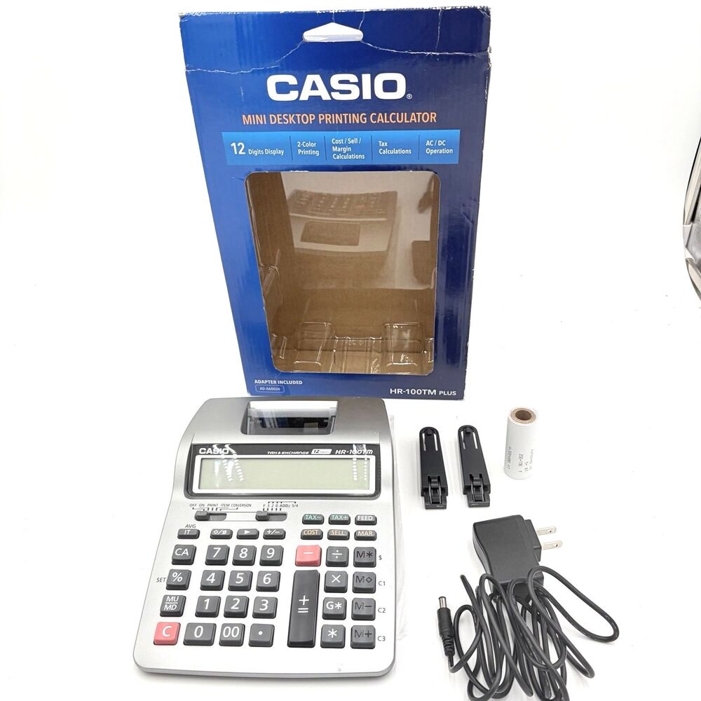 CASIO HR-100TM PLUS Mini Desktop Printing Business Calculator - Open Box